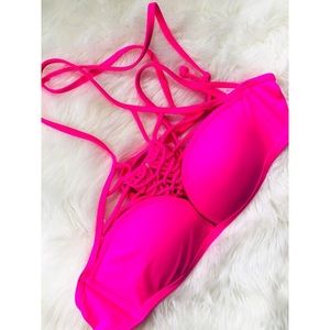 PINK Victoria’s Secret Neon Pushup Bikini Top✨